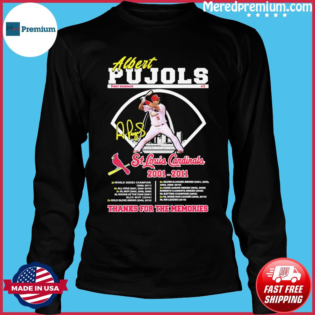 Albert Pujols St Louis Cardinals 2001 2021 Thanks For The Memories Shirt,  hoodie, tank top, sweater and long sleeve t-shirt