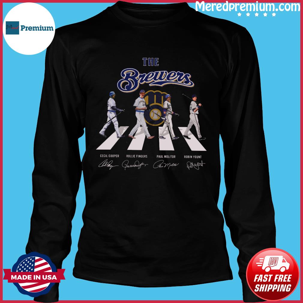 Official the Milwaukee Brewers Cooper Fingers Molitor and Yount abbey road  signatures 2023 shirt, hoodie, sweater, long sleeve and tank top