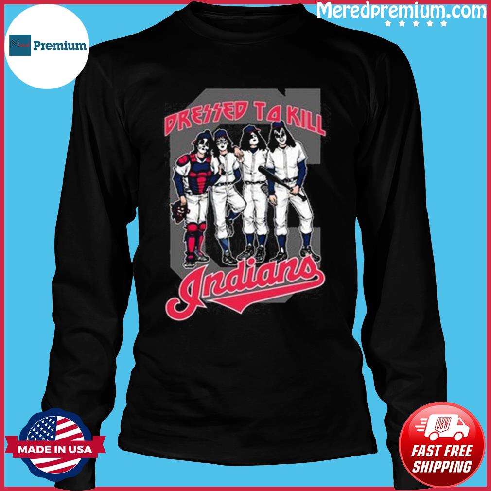 Halloween Official Mlb Kiss Band Dressed To Kill Cleveland Indians Baseball  T Shirt