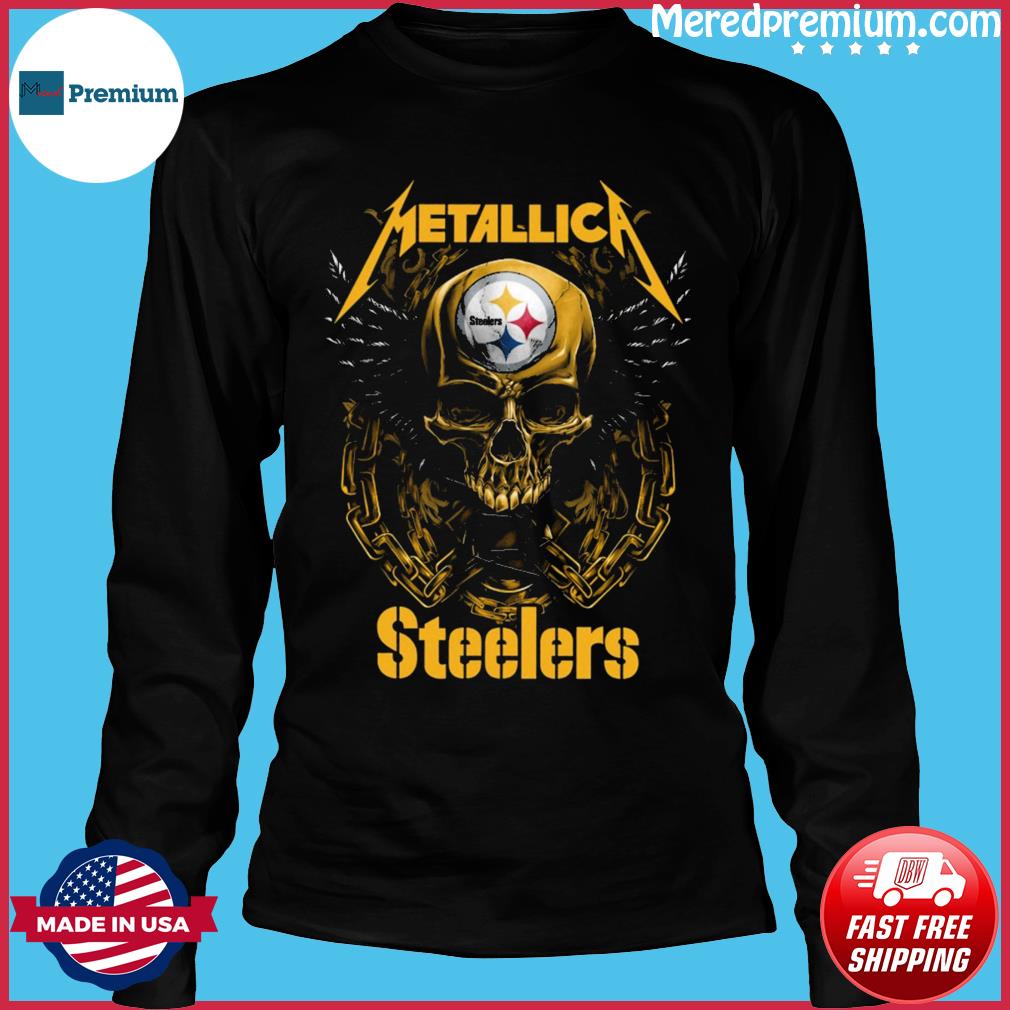 Skull Metallica Pittsburgh Steelers Shirt - High-Quality Printed Brand