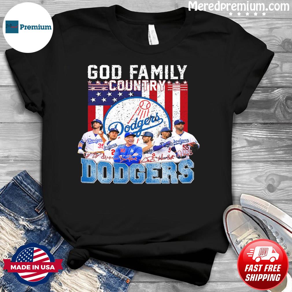 God family country New York Yankees signatures American flag shirt