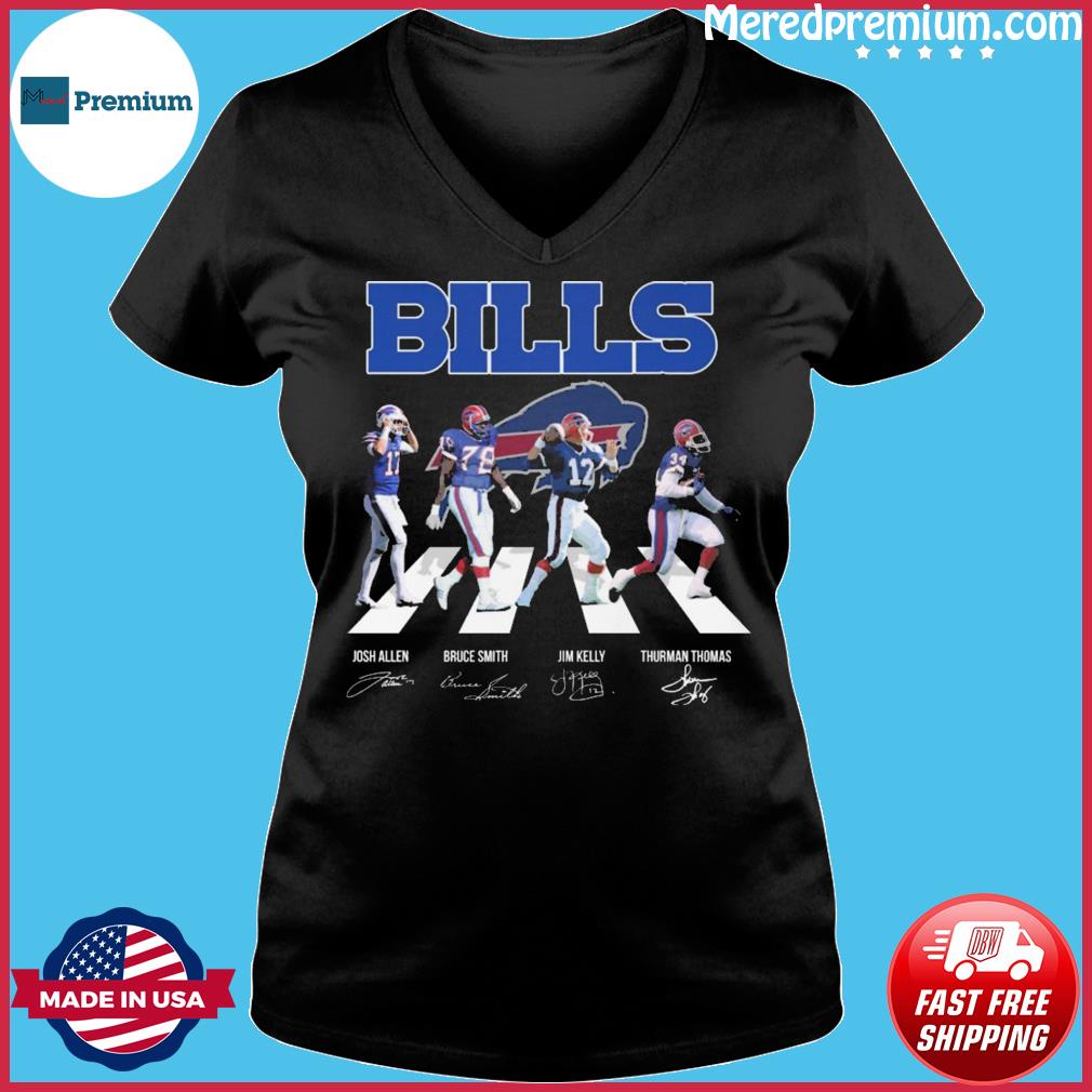 Buffalo Bills Josh Allen Bruce Smith Jim Kelly Thurman Thomas abbey road  signatures shirt, hoodie, sweater, long sleeve and tank top