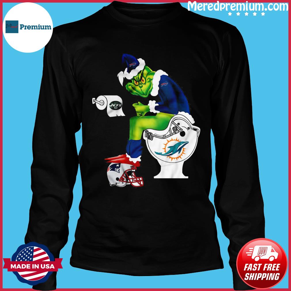 Buffalo Bills Grinch Sitting On Miami Dolphins Toilet And Step On New  England Patriots Helmet Christmas Sweatshirt, hoodie, sweater, long sleeve  and tank top