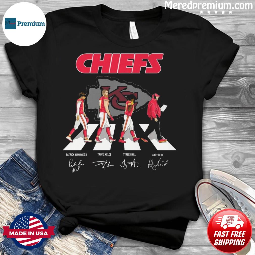 Official Kansas City Chiefs Patrick Mahomes Travis Kelce And Andy Reid Abbey  Road Christmas Shirt, hoodie, sweater, long sleeve and tank top