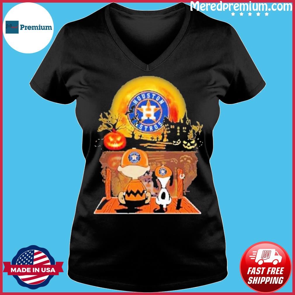 Houston Astros Peanuts Snoopy and Charlie Browns Watching Halloween Shirt,  hoodie, sweater, long sleeve and tank top