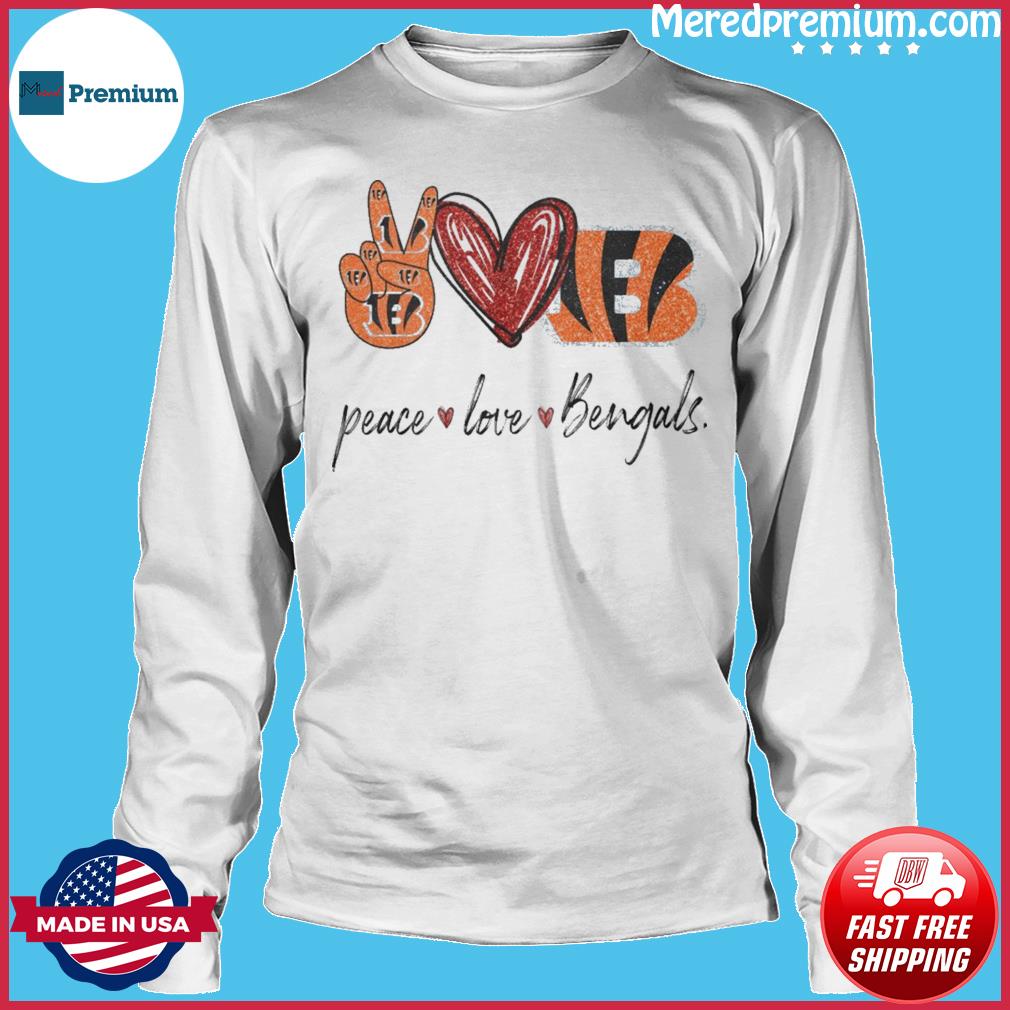 Top Peace Love Cincinnati Bengals Diamond Shirt - Teeshirtbear