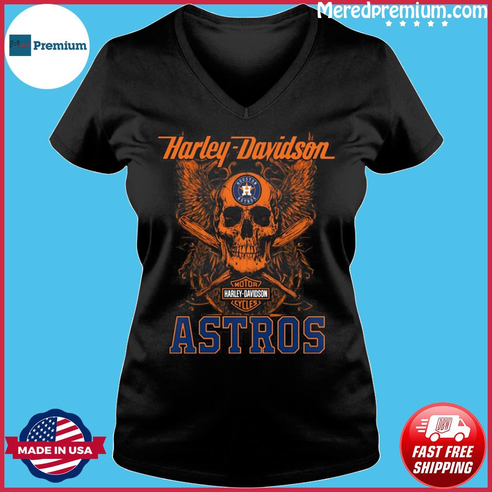 Houston Astros Harley Davidson Skull Shirt - High-Quality Printed