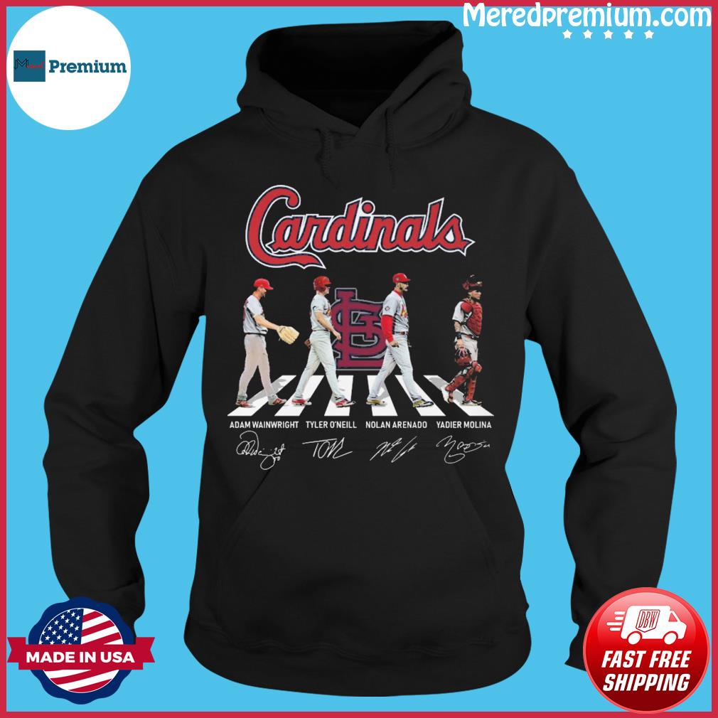 Adam Wainwright Tyler O'neill Nolan Arenado and Yadier Molina abbey road  St. Louis Cardinals Halloween shirt, hoodie, sweater, long sleeve and tank  top