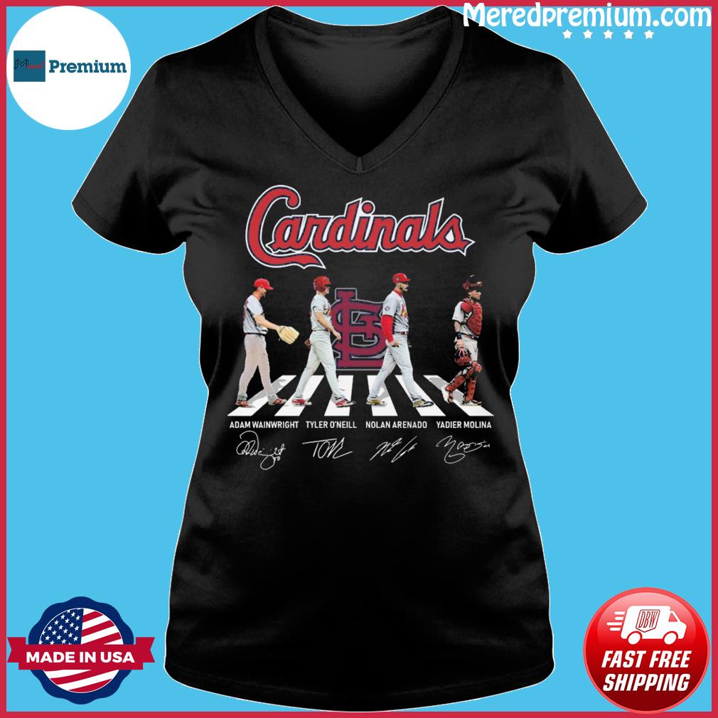 St Louis Cardinals Adam Wainwright Tyler O'neill Nolan Arenado And Yadier  Molina Abbey Road Signatures Shirt, hoodie, sweater, ladies v-neck and tank  top