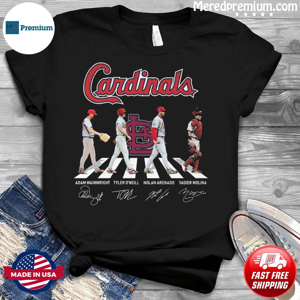 St Louis Cardinals Adam Wainwright Tyler O'neill Nolan Arenado And Yadier  Molina Abbey Road Signatures Shirt, hoodie, sweater, ladies v-neck and tank  top