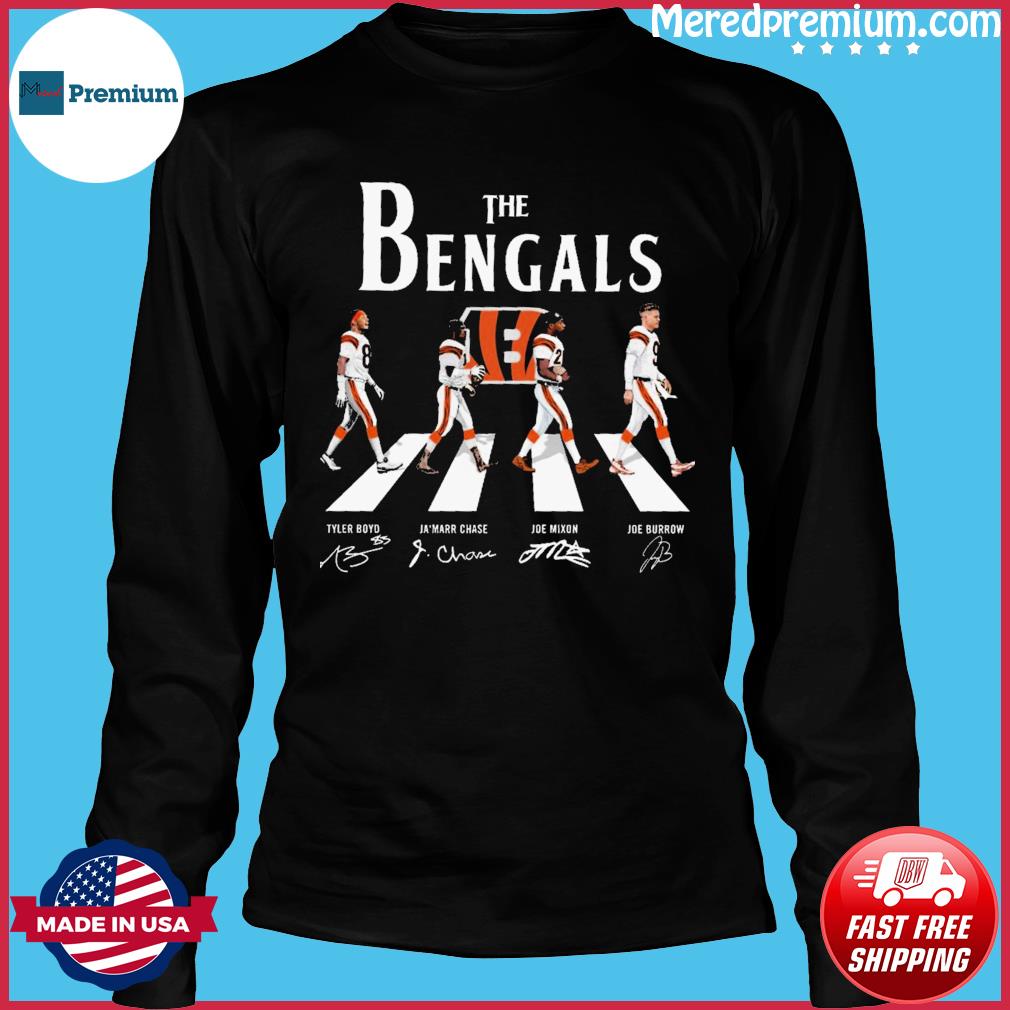 The Bengals Tyler Boyd Ja'marr Chase Joe Mixon And Joe Burrow Abbey Road  Signatures Shirt, hoodie, sweater, long sleeve and tank top