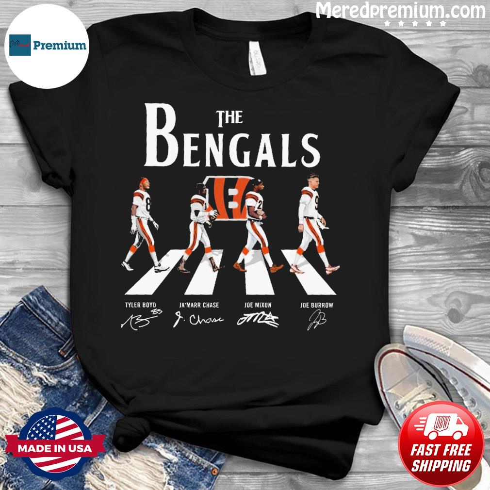 The Bengals Tyler Boyd Ja'marr Chase Joe Mixon And Joe Burrow Abbey Road  Signatures Shirt, hoodie, sweater, long sleeve and tank top