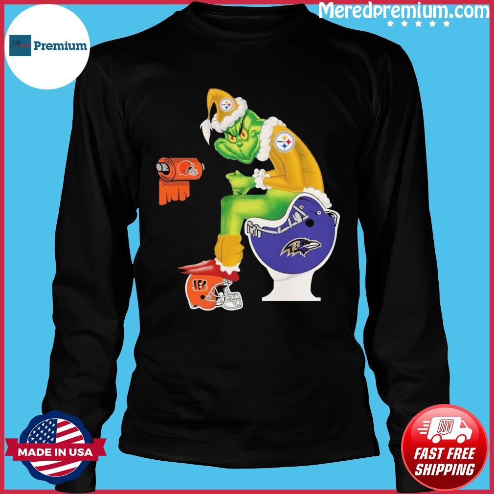 Hot The Grinch Pittsburgh Steelers Shit On Toilet Cleveland Browns And  Other Teams Christmas Shirt - Daintytee