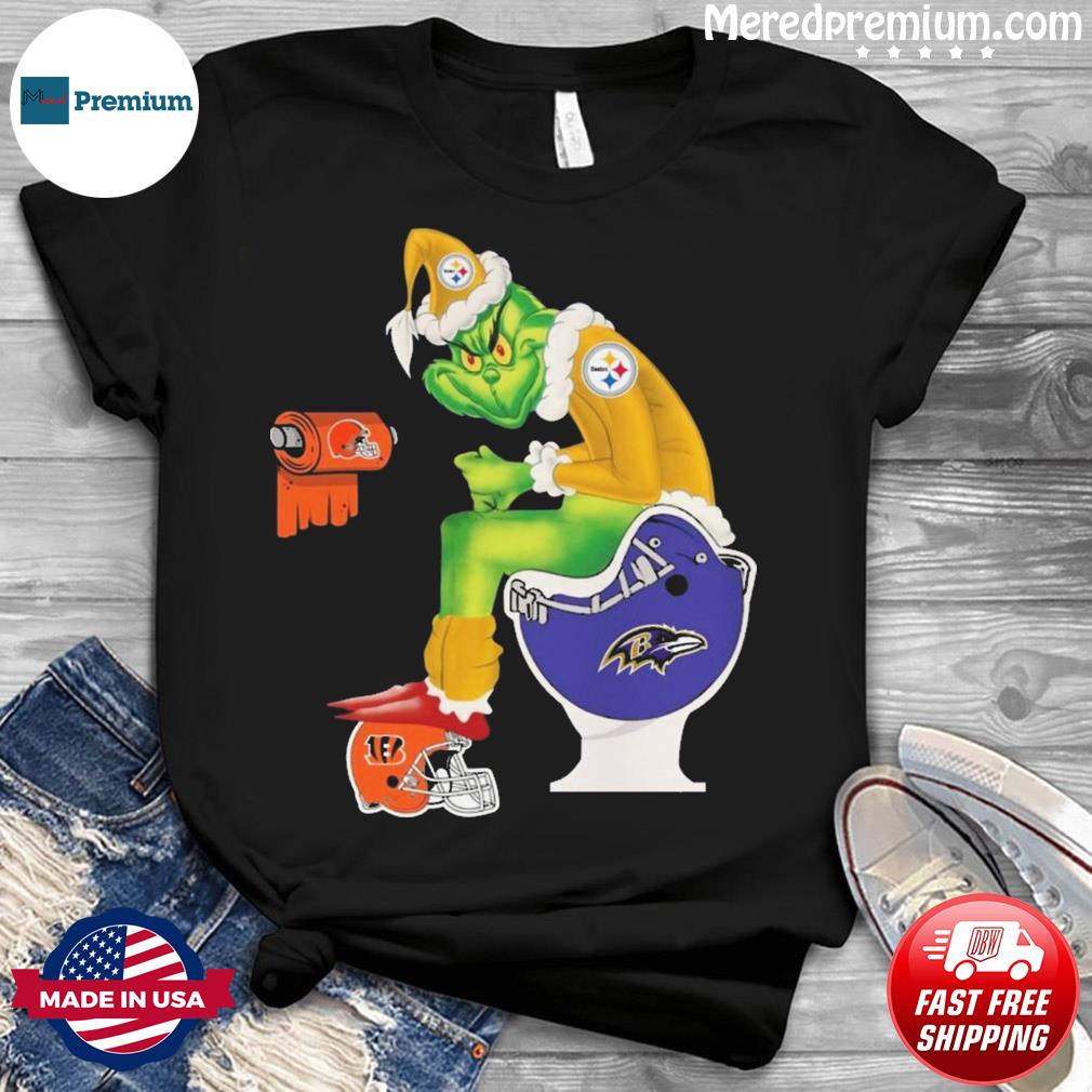 Pittsburgh Steelers shit on toilet Baltimore Ravens Santa grinch Christmas  sweater, hoodie, sweater, long sleeve and tank top