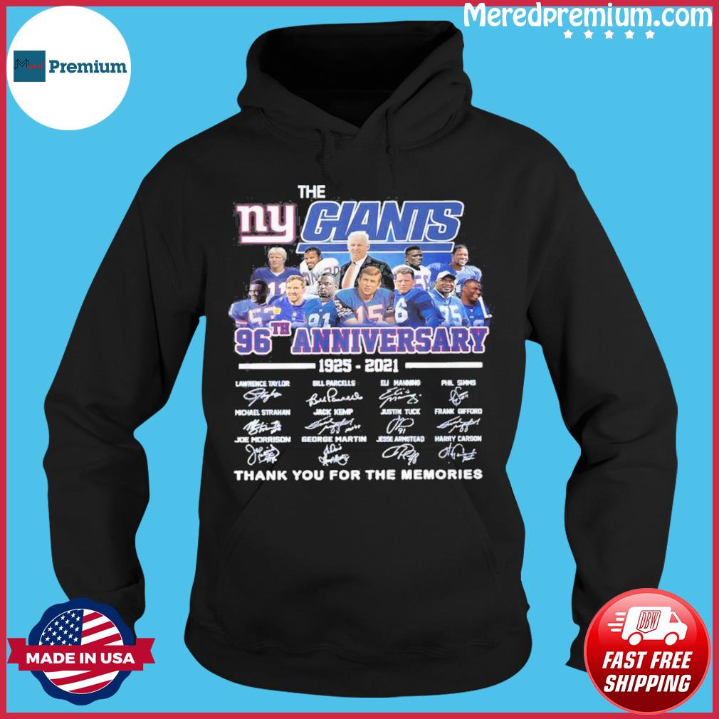 The New York Giants 96th anniversary 1925 2021 thank you for the memories  signatures shirt, hoodie, longsleeve tee, sweater