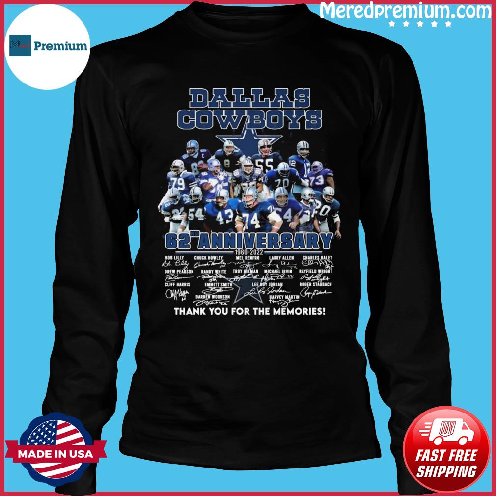 Buy Thank You For The Memories Of The Dallas Cowboys With 62nd Anniversary  1972 2022 Signatures Shirt For Free Shipping CUSTOM XMAS PRODUCT COMPANY