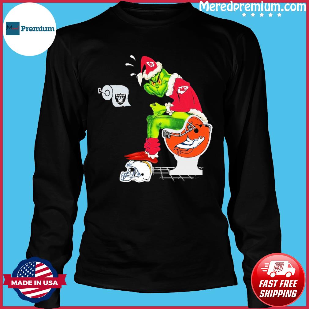 Denver Broncos NFL Santa Grinch Toilet Football Team Christmas Shirt