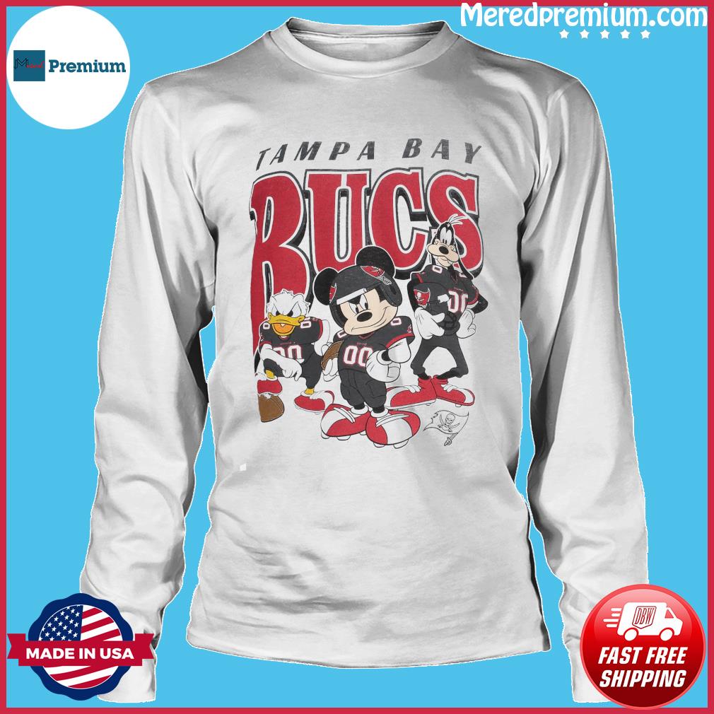 Women's Junk Food Black Tampa Bay Buccaneers Disney Mickey Huddle Up T-Shirt