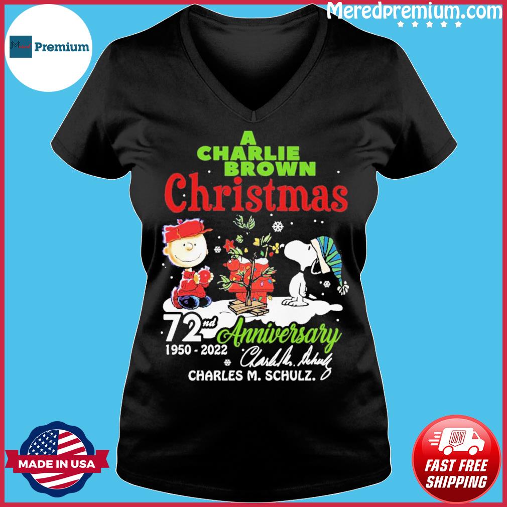 Charles Christmas In July 2022 A Charlie Brown Christmas 72Nd Anniversary 1950 2022 With Charles M Schulz  Signature Shirt, Hoodie, Sweater, Long Sleeve And Tank Top