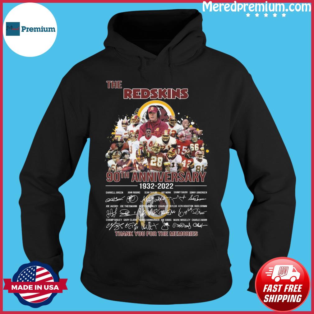 Washington Redskins 90th anniversary 1932 2022 thank you for the memories  signatures shirt, hoodie, sweater, long sleeve and tank top