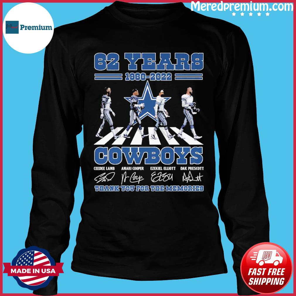 Dallas Cowboys Team Abbey Road 62 Years 1960 2022 Signatures Thank You For  The Memories Shirt, hoodie, sweater, long sleeve and tank top