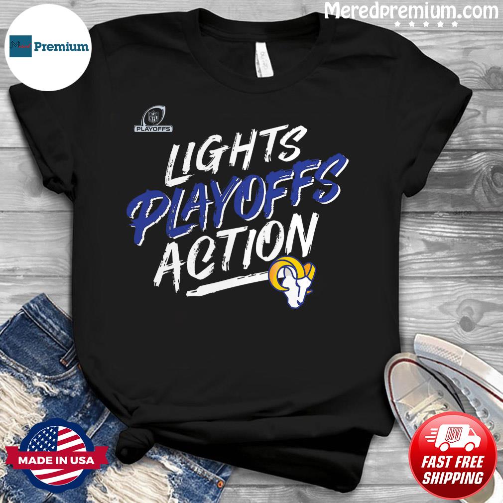 Los Angeles Rams 2021 NFL Playoffs Bound Lights Action T-Shirt