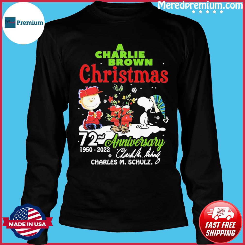 Charles Christmas In July 2022 A Charlie Brown Christmas 72Nd Anniversary 1950 2022 With Charles M Schulz  Signature Shirt, Hoodie, Sweater, Long Sleeve And Tank Top