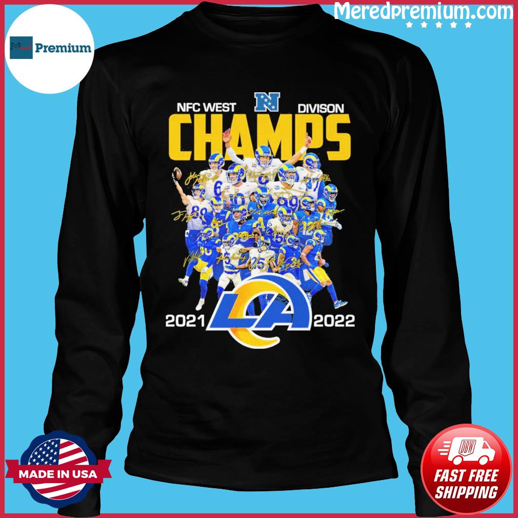 Official Los angeles rams nfc west champions 2021 2022 signatures shirt,  hoodie, sweater, long sleeve and tank top