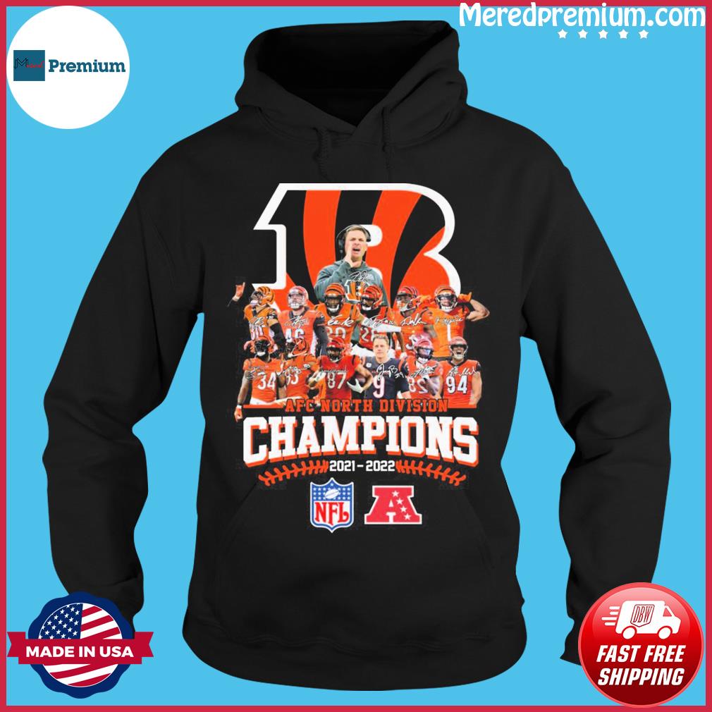 Cincinnati Bengals 2021 2022 AFC North Division Champions players signature  shirt, hoodie, sweater and v-neck t-shirt