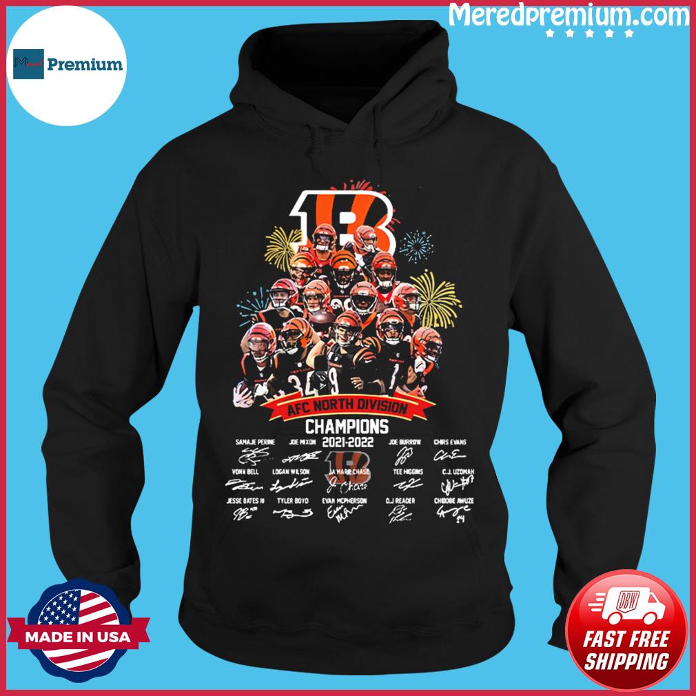 2022 cincinnati bengals team signature afc north division champions shirt,  hoodie, sweater, long sleeve and tank top