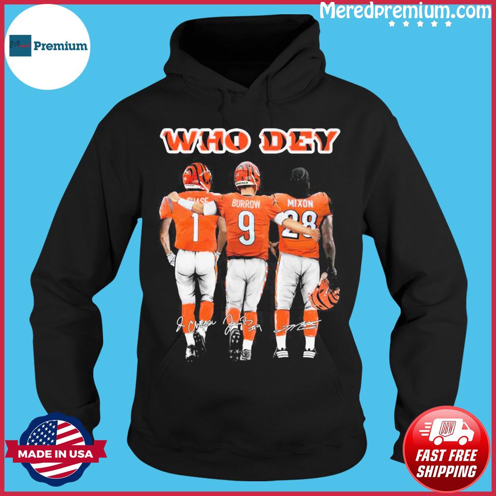 Cincinnati Bengals Who Dey Chase Burrow Mixon Signatures Unisex