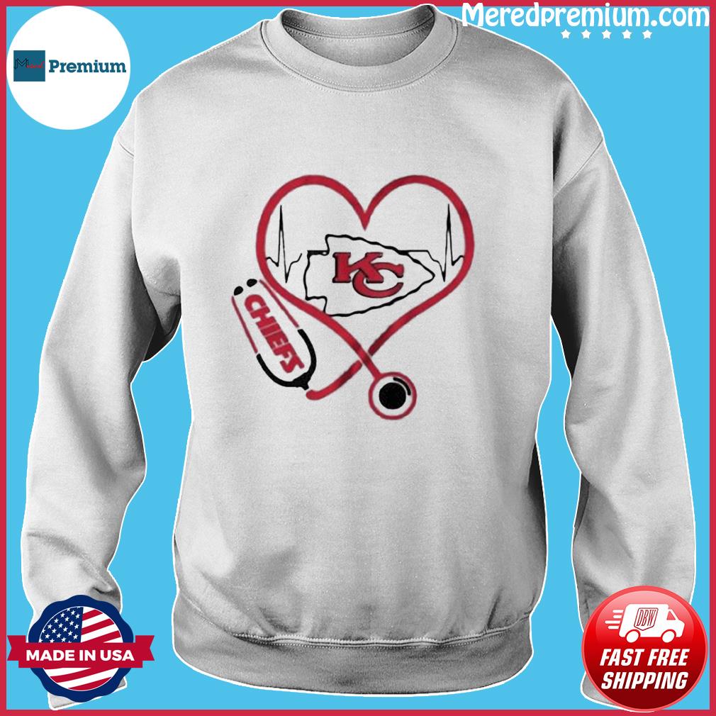 Nurse Love Kansas City Chiefs Heartbeat Chiefs Sweat Shirts