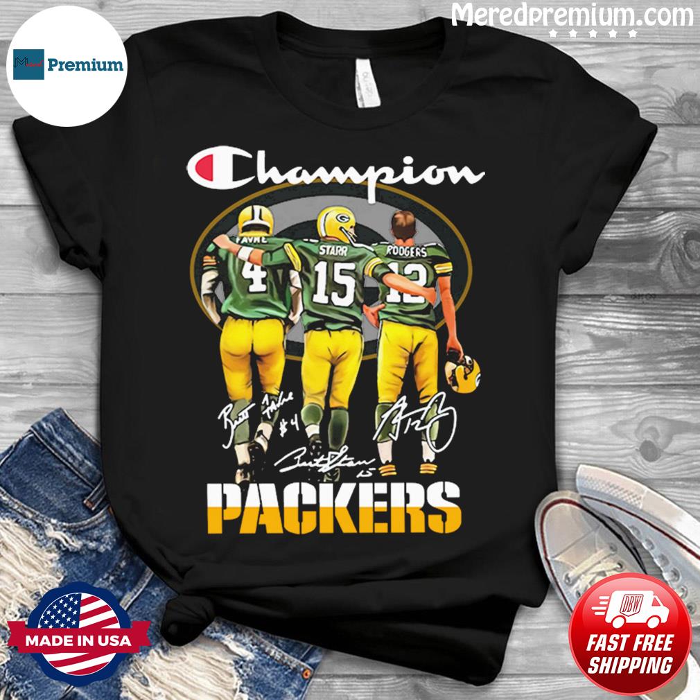 Champion Favre Starr Rodgers Of Packers Team Signatures Shirt, hoodie,  sweater, long sleeve and tank top