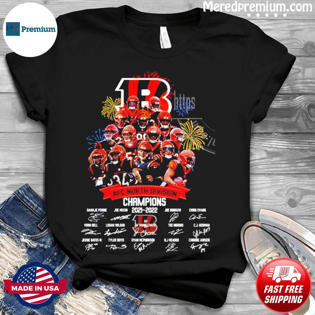 Cincinnati Bengals Team Signature AFC North Division Champions 2021 2022 T- Shirt, hoodie, sweater, long sleeve and tank top