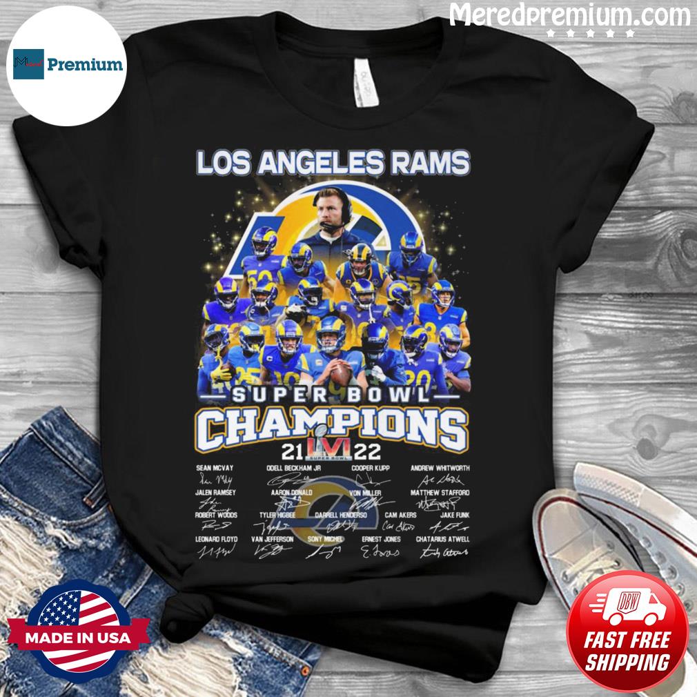 Los Angeles Rams Super Bowl Champions 2022 Signature T-shirt For Men