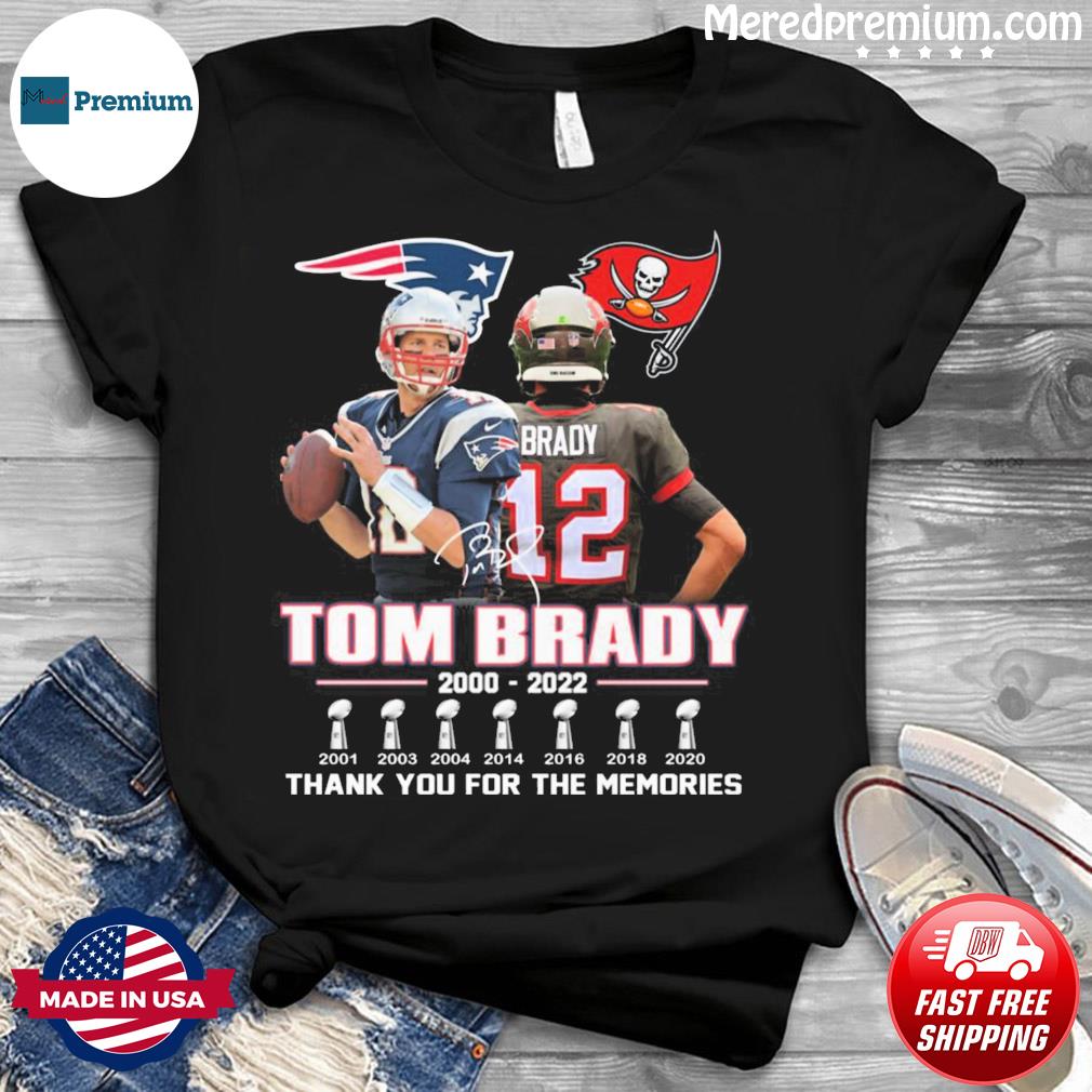 Tom Brady New England Patriots vs Tampa Bay Buccaneers 20012022 thank you  for the memories signature Tshirt 