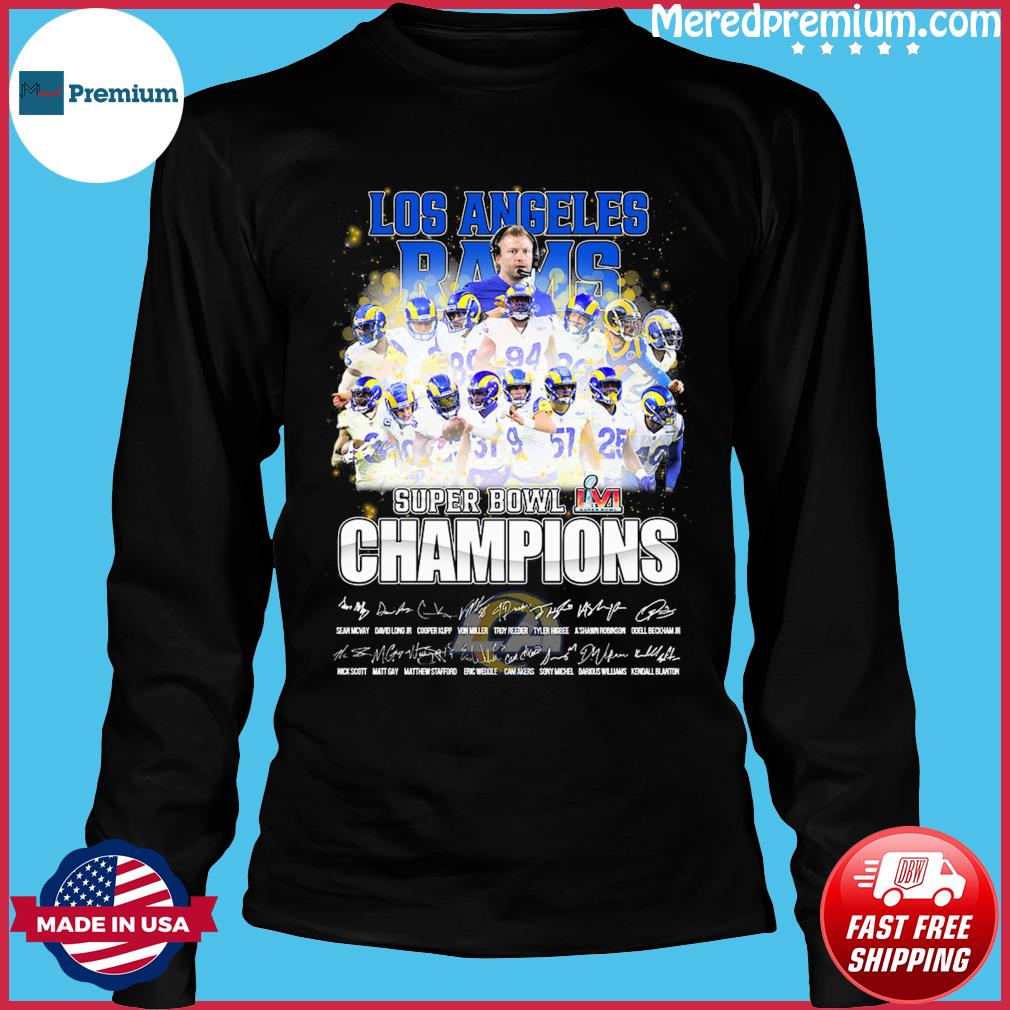 2022 Los Angeles Rams Super Bowl LVI Champions Signature T-Shirt