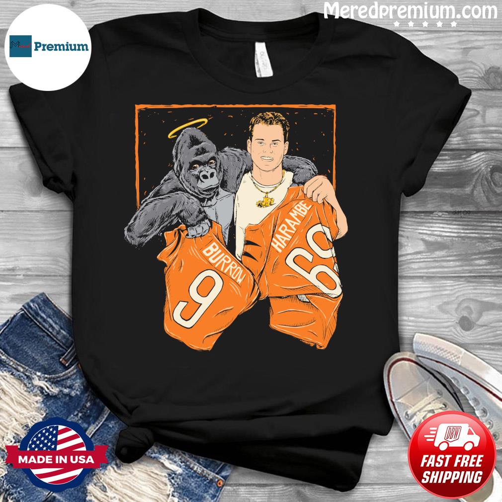 Joe burrow close with harambe the cincinnati bengals shirt, hoodie, sweater,  long sleeve and tank top