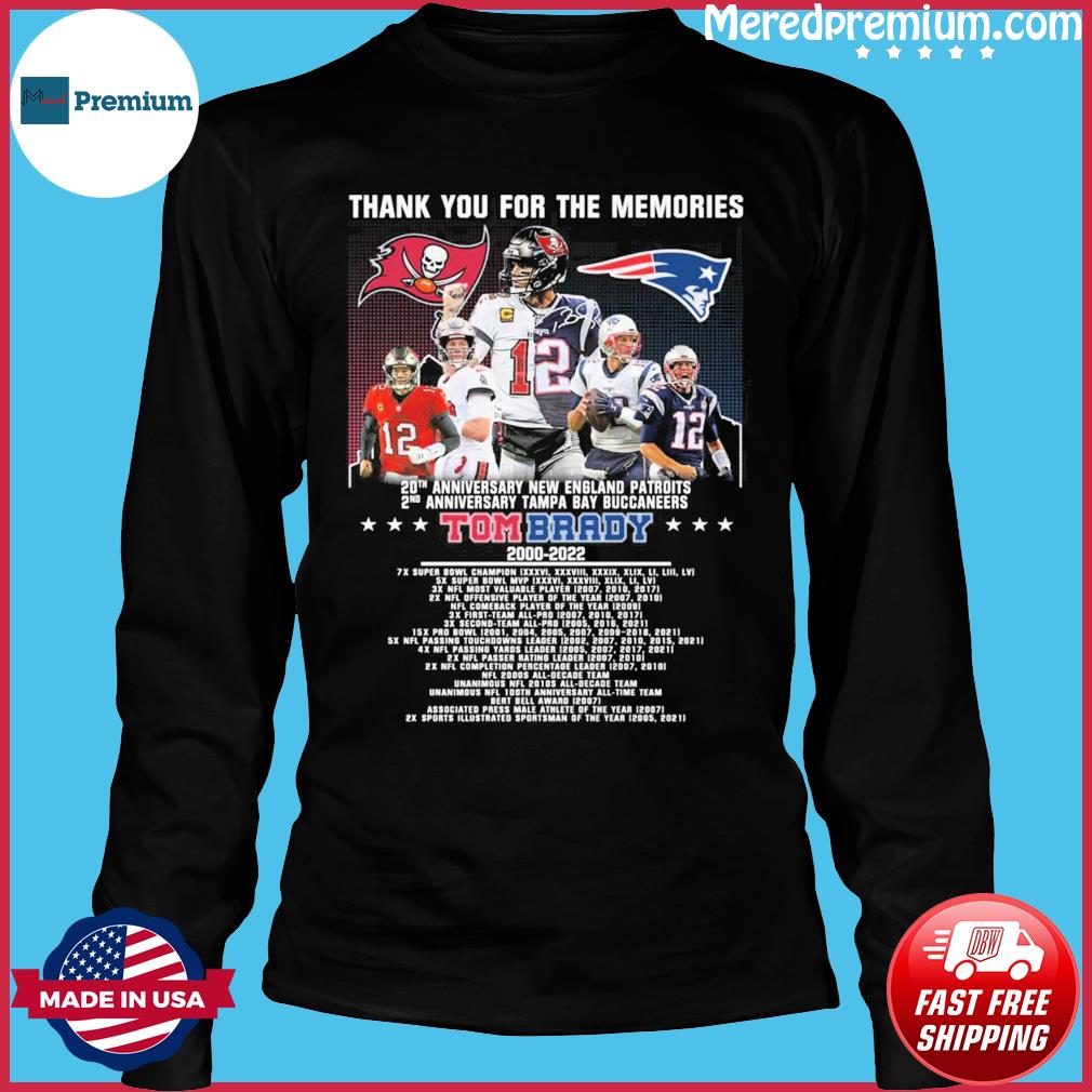 23 Years 2000 – 2023 Tom Brady New England Patriots 2000 – 2019 Tampa Bay  Buccaneers 2020 – 2023 Thank You For The Memories T-Shirt, hoodie, sweater,  long sleeve and tank top