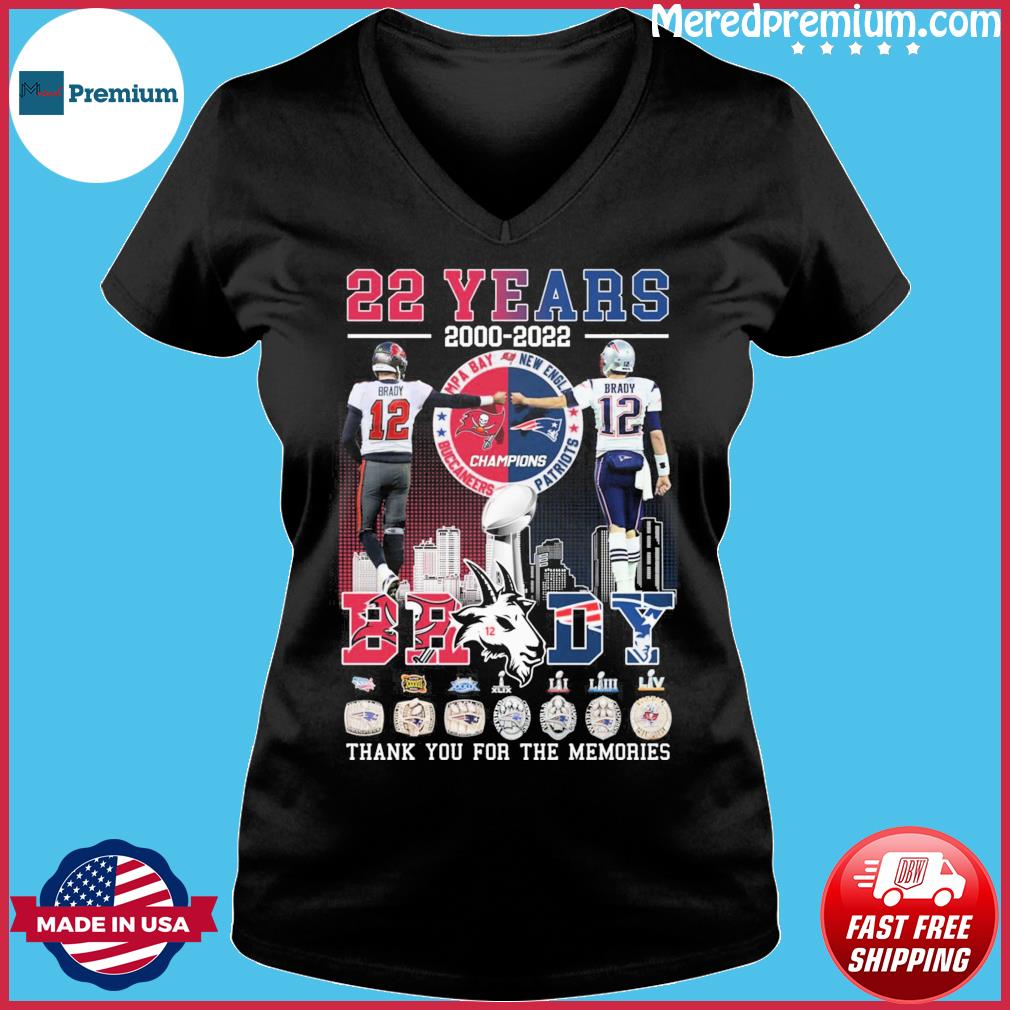 22 years 2000-2022 Tom Brady thank you for the memories T-shirt