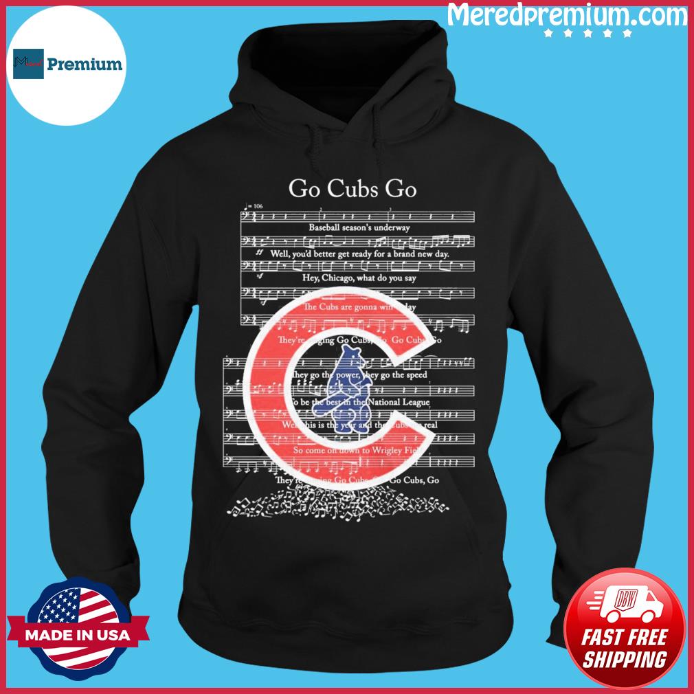 Go Cubs Go Chicago MLB Anthem Lyric Graphic T Shirt Mens M Logo White  Baseball