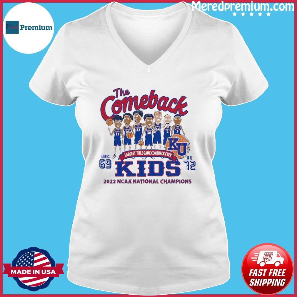 Jayhawks Rally 2022 National Champions Come Back Caricature Basketball  Short Sleeve Player T Shirt