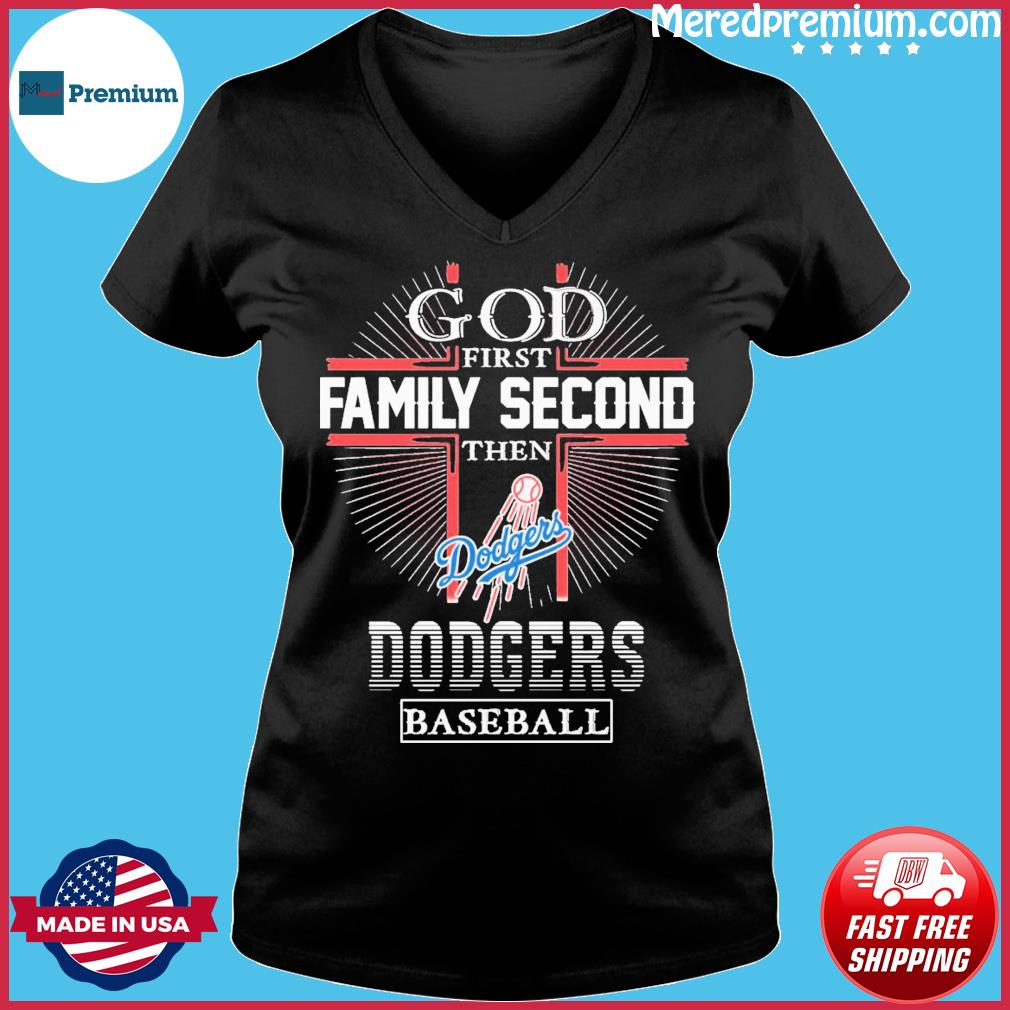 Funny God First Family Second Then Chicago Cubs Baseball Shirt