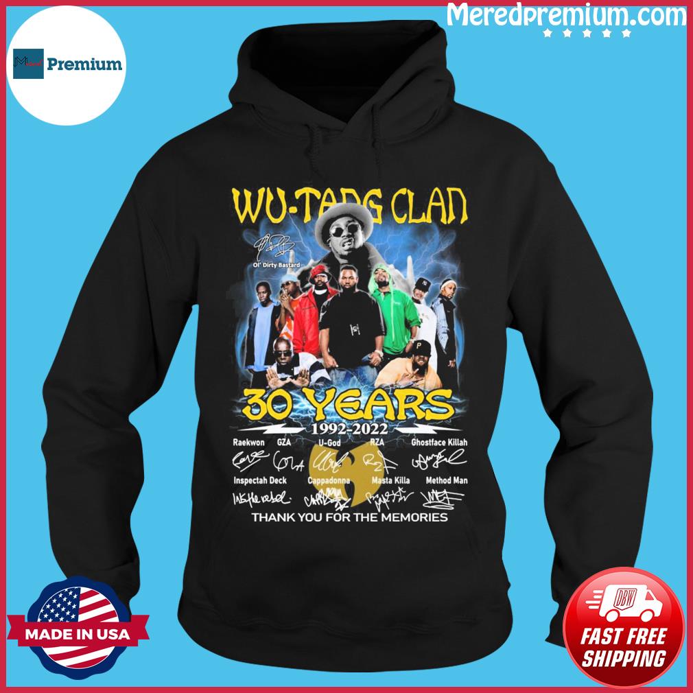 Wu-Tang Clan 30 years 1992 2022 thank you for the memories signatures shirt,  hoodie, sweater, long sleeve and tank top