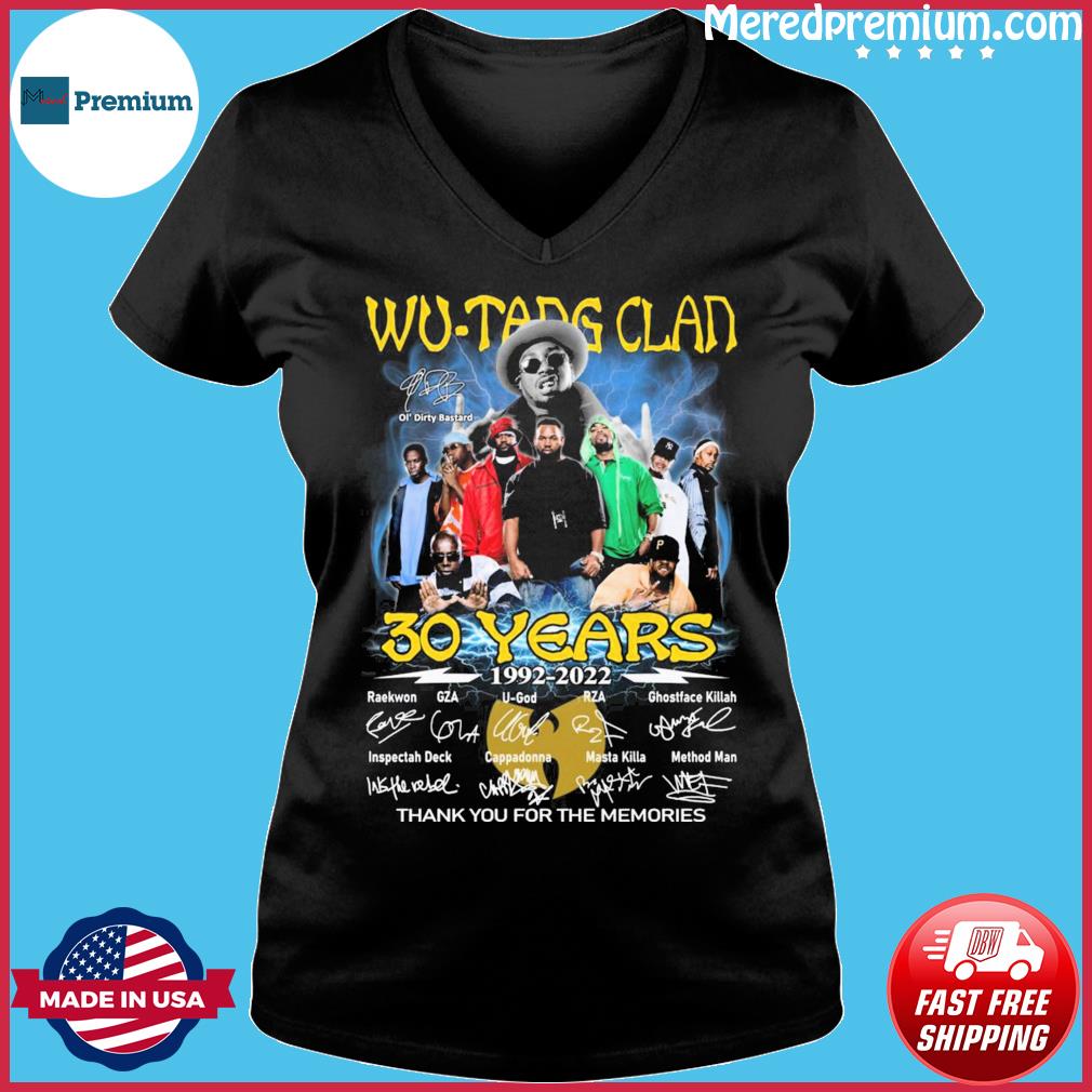 Wu-Tang Clan 30 years 1992 2022 thank you for the memories signatures shirt,  hoodie, sweater, long sleeve and tank top