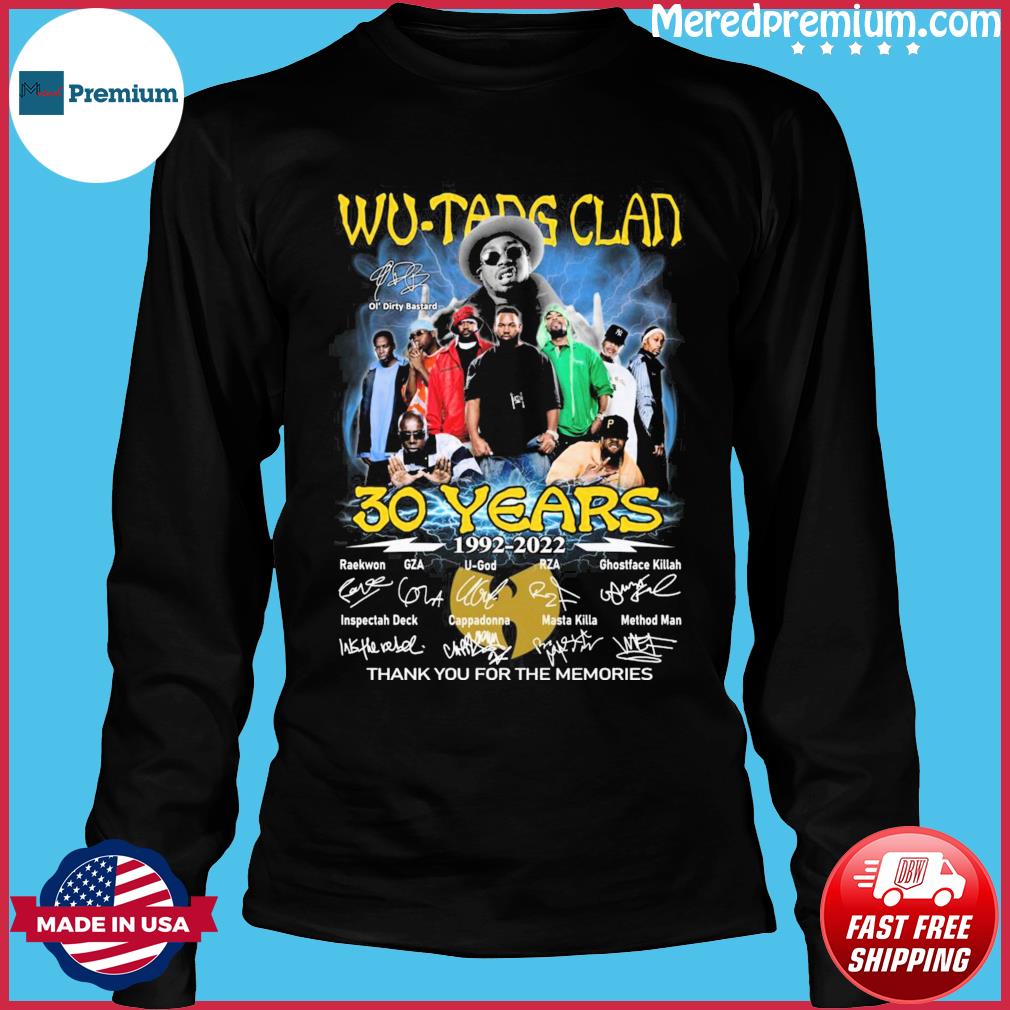 Wu-Tang Clan 30 years 1992 2022 thank you for the memories signatures shirt,  hoodie, sweater, long sleeve and tank top