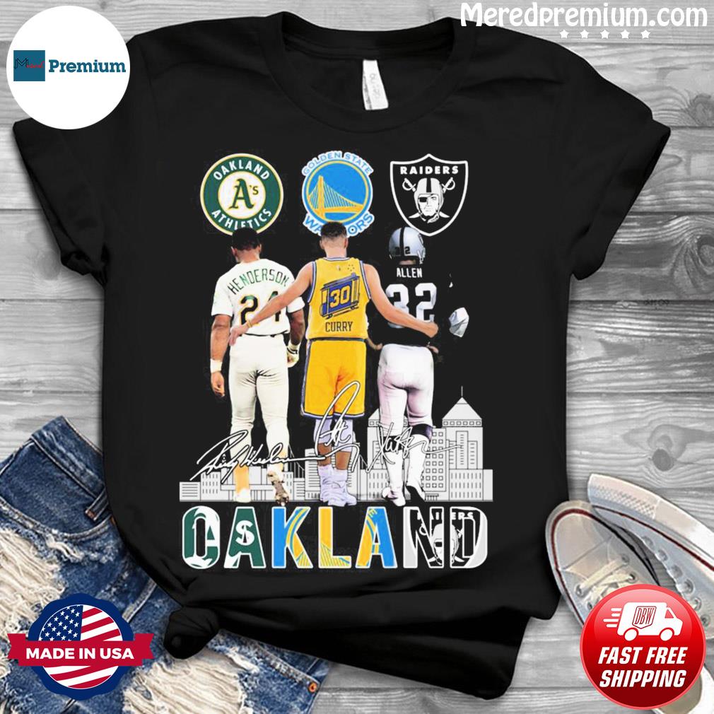 Oakland Athletics Henderson Golden State Warriors Curry Raiders Allen  Signatures 2023 T-shirt,Sweater, Hoodie, And Long Sleeved, Ladies, Tank Top