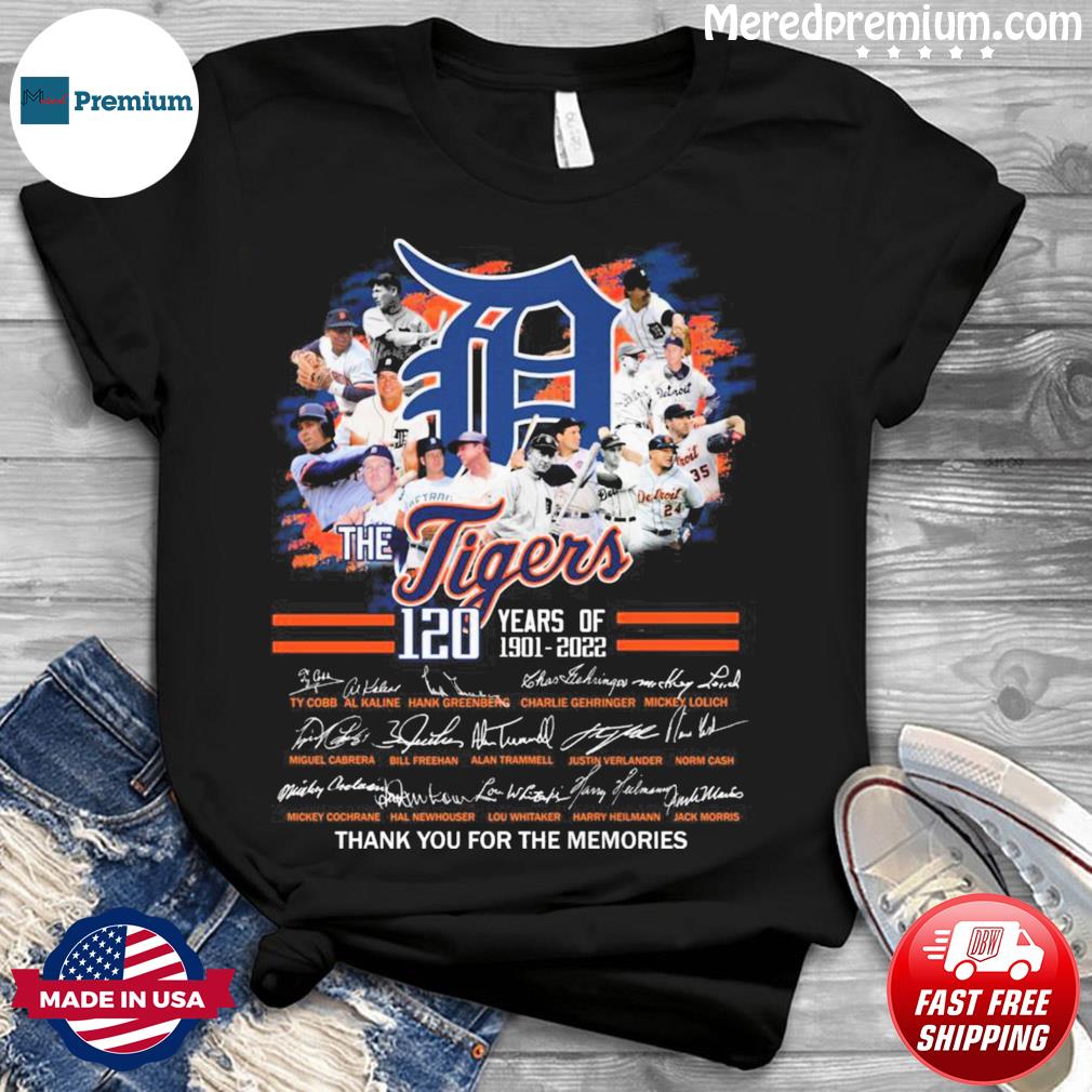 120 Years Of Detroit Tigers Signatures Thank You For The Memories shirt