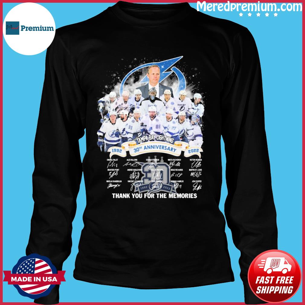 Tampa Bay Lightning Ice Hockey 30th Anniversary 1992 2022 Signatures Thank  You For The Memories Shirt, hoodie, sweater, long sleeve and tank top