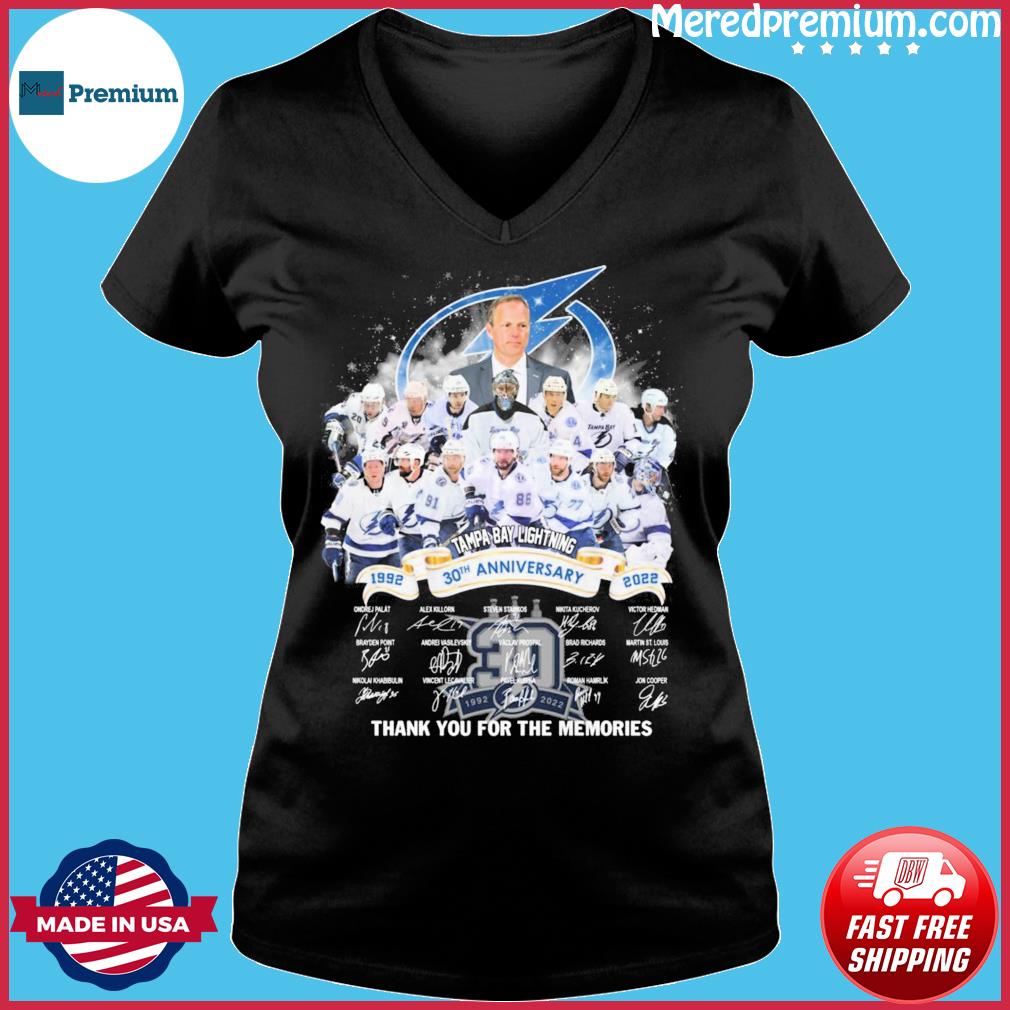 The Tampa Bay Lightning 30th Anniversary 1992 2022 signatures shirt,  hoodie, sweater and v-neck t-shirt